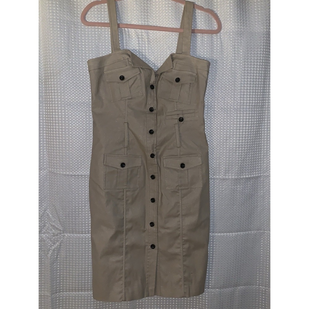 Arden‎ B. Womens Size Large Button Fromt Decor Jumper Khaki